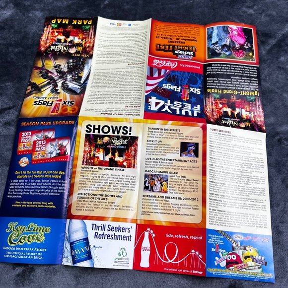 Six Flags Great America 2013 Park Map IGNight Reflections Ragin Cajun King Chaos - Picture 4 of 5